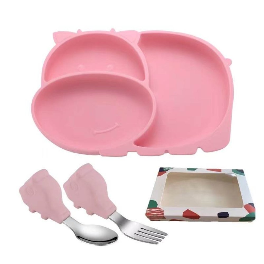 Hippo Silicone Plate Multiple Color plus Spoon and Fork